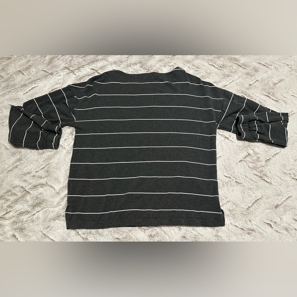 Soma Wknd pullover top long sleeve gray white stripe relaxed Top - Picture 11 of 13